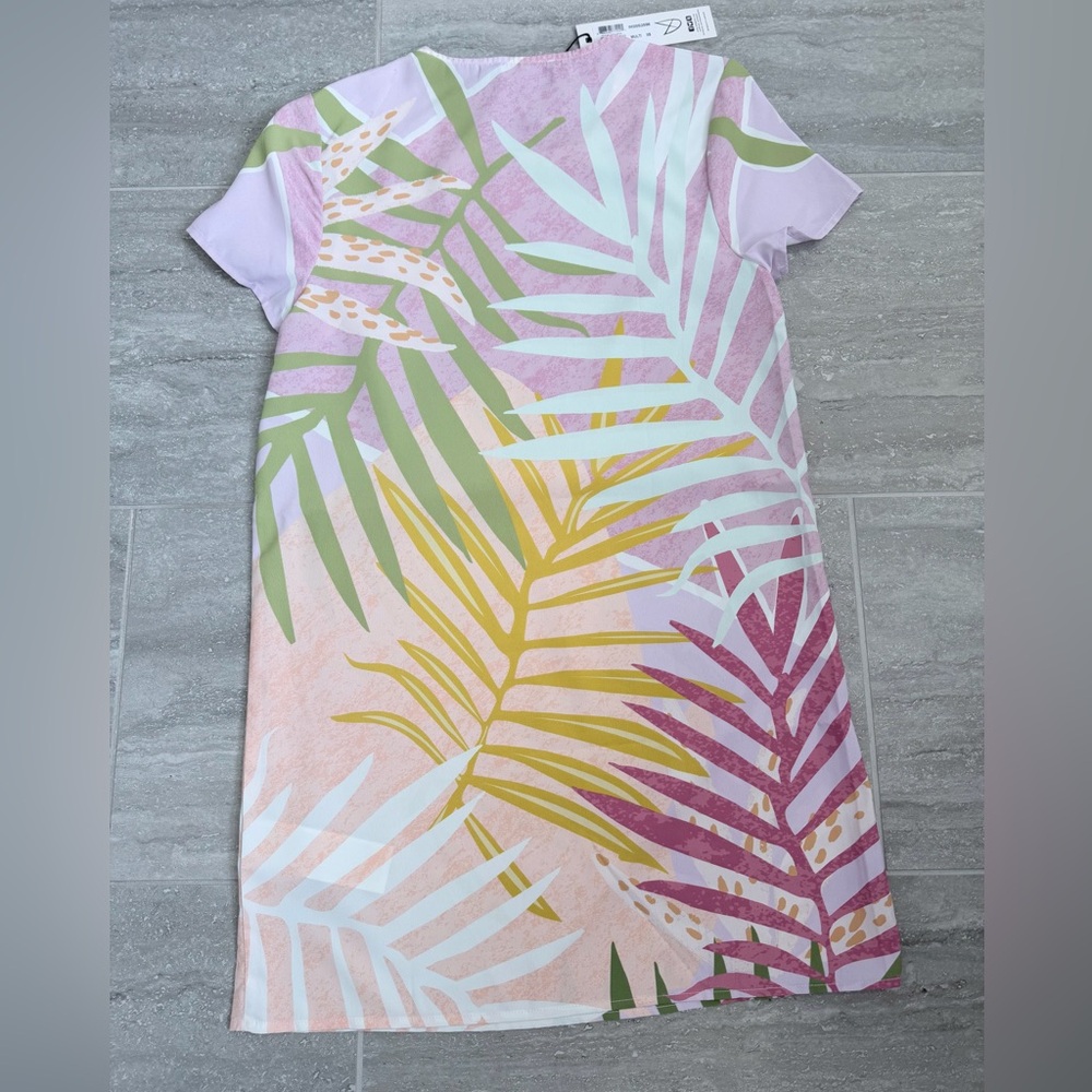 MINKPINK Tropical Print Shift Dress NWT Pink Palm Leaf Mini XS - Picture 6 of 10